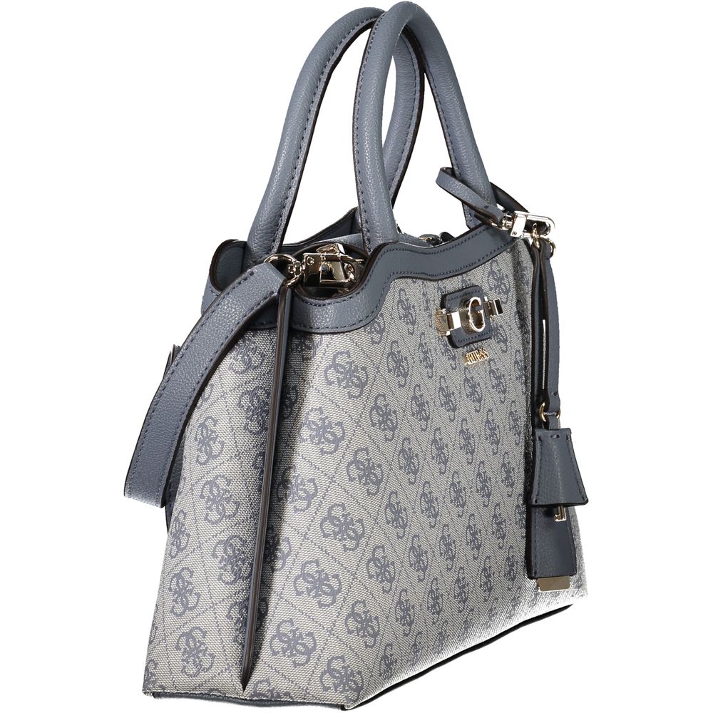 Handbag by Guess Jeans for women in polyurethane azzurro features a signature silhouette, showcasing a secure and signature built-in-compartments, document-holder & internal-pockets with versatile shoulder-strap, handle & adjustable-strap for a sophisticated look.