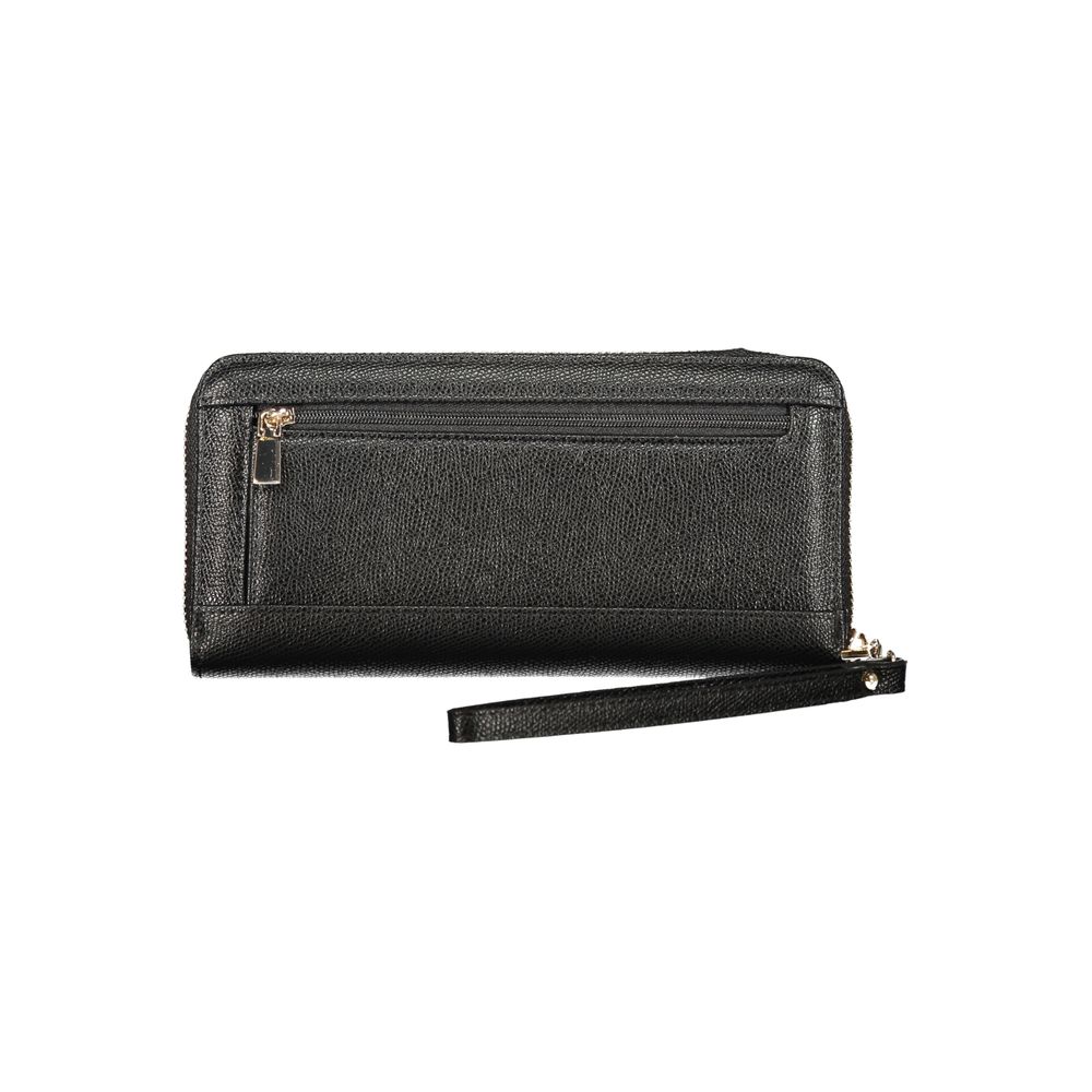 Cardholder Wallet by Guess Jeans for women in polyurethane black showcases a refined silhouette, artfully capturing the essence of the refined Amorette Polyurethane Cardholder Wallet design with functional card-organization coin-purse.