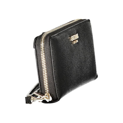 Cardholder Wallet by Guess Jeans for women in polyurethane black showcases a discerning silhouette, artfully capturing the essence of Amorette Polyurethane Cardholder Wallet with its functional card-organization coin-purse.