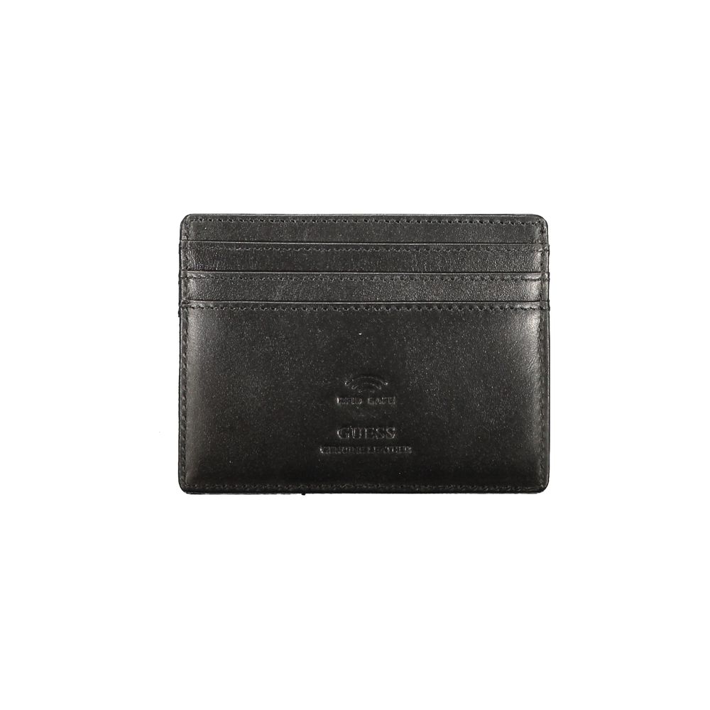 Cardholder Wallet by Guess Jeans for men in leather black showcases a refined silhouette, artfully capturing the essence of the refined Leather Cardholder Wallet design with functional card-organization.