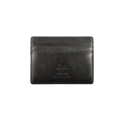 Cardholder Wallet by Guess Jeans for men in leather black showcases a refined silhouette, artfully capturing the essence of the refined Leather Cardholder Wallet design with functional card-organization.