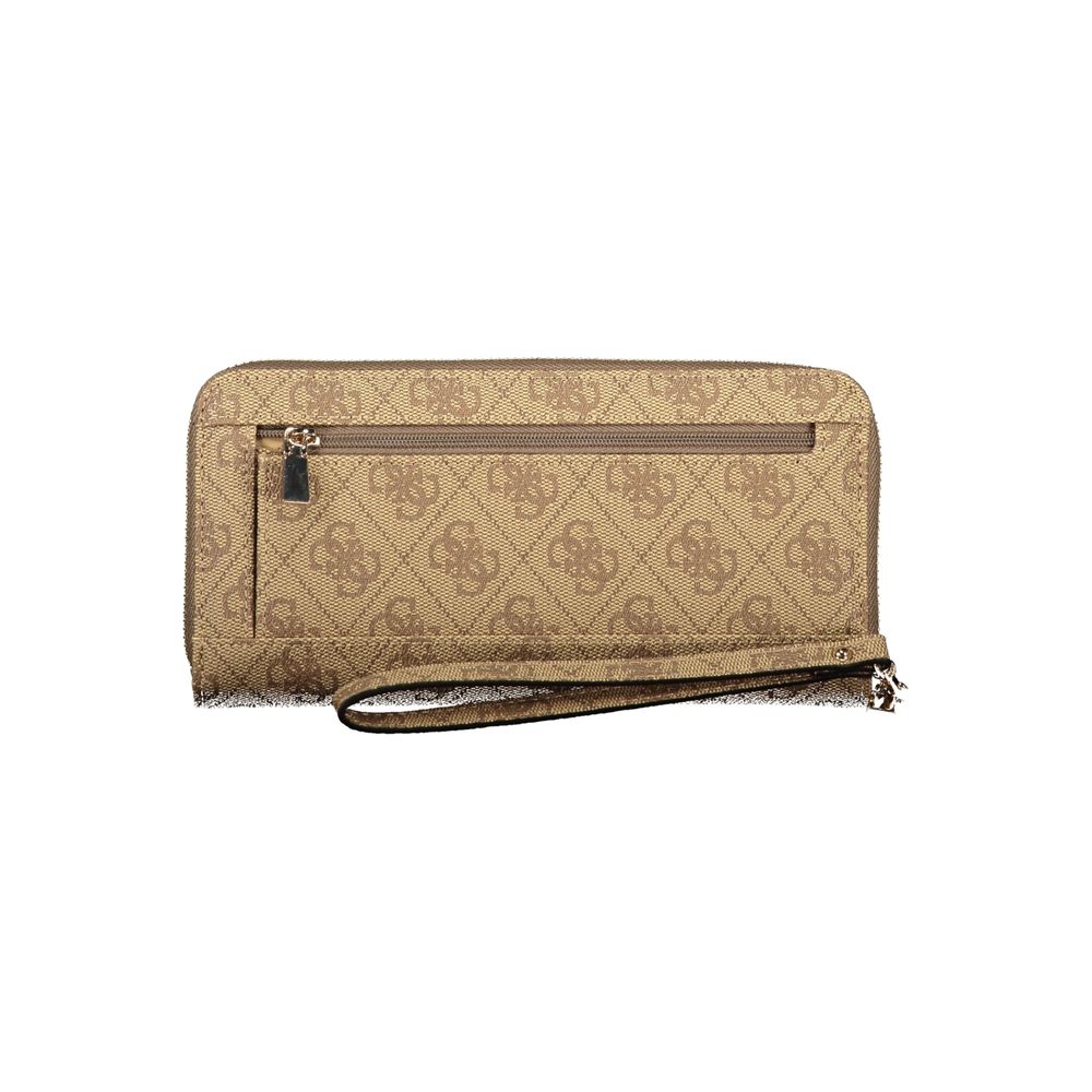 Cardholder Wallet by Guess Jeans for women in polyurethane beige presents a streamlined silhouette, showcasing the sophisticated design of the Coleen Polyurethane Cardholder Wallet collection with functional card-organization coin-purse.