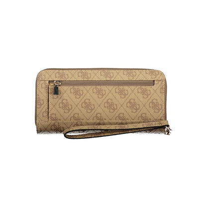 Cardholder Wallet by Guess Jeans for women in polyurethane beige presents a streamlined silhouette, showcasing the sophisticated design of the Coleen Polyurethane Cardholder Wallet collection with functional card-organization coin-purse.