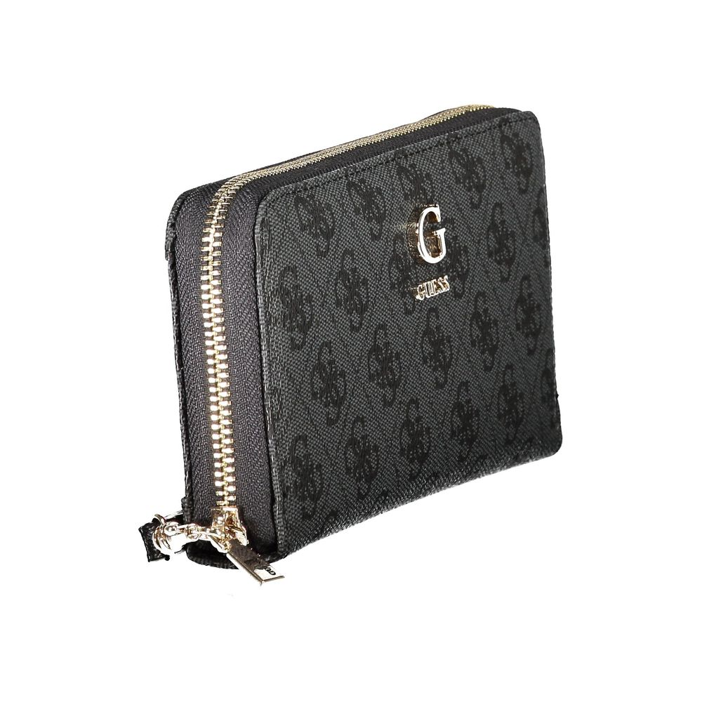 Cardholder Wallet by Guess Jeans for women in polyurethane black showcases a discerning silhouette, artfully capturing the essence of Coleen Polyurethane Cardholder Wallet with its functional card-organization coin-purse.