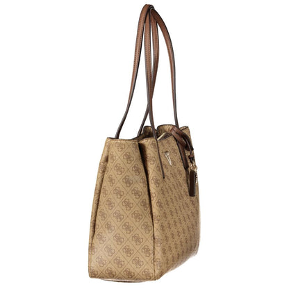 Shoulder Tote Handbag by Guess Jeans for women in polyurethane beige presents a ornamental silhouette, showcasing a secure , ample built-in-compartments, document-holder & laptop-compartment, and versatile shoulder-strap & handle for a ornamental finish.
