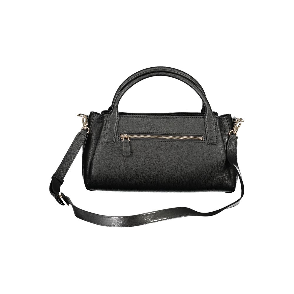 This Handbag by Guess Jeans for women in polyurethane and black presents a sculptural silhouette featuring a secure , ample built-in-compartments & document-holder, and versatile shoulder-strap, handle & adjustable-strap for a sculptural finish.