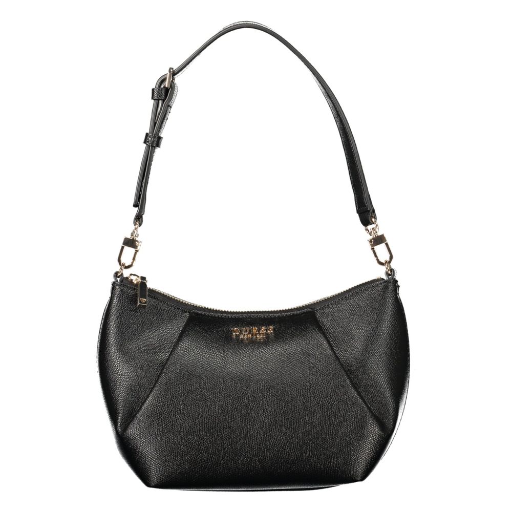 Handbag by Guess Jeans for women in polyurethane black presents a ornamental silhouette, showcasing a secure zipper, ample cardholder, and versatile adjustable-strap & handle for a ornamental finish.