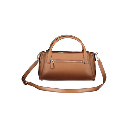 Evening Shoulder Handbag by Guess Jeans for women in polyurethane brown, signature-print & print presents a ornamental silhouette, showcasing a secure snap & zipper, ample built-in-compartments, document-holder & external-pockets, and versatile shoulder-strap, handle & adjustable-strap for a ornamental finish.