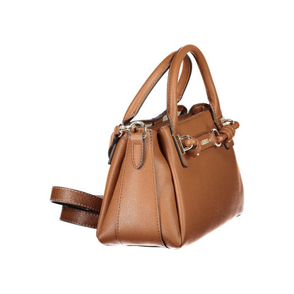 Evening Shoulder Handbag by Guess Jeans for women in polyurethane brown, signature-print & print features a signature silhouette, showcasing a secure snap & zipper and signature built-in-compartments, document-holder & external-pockets with versatile shoulder-strap, handle & adjustable-strap for a sophisticated look.