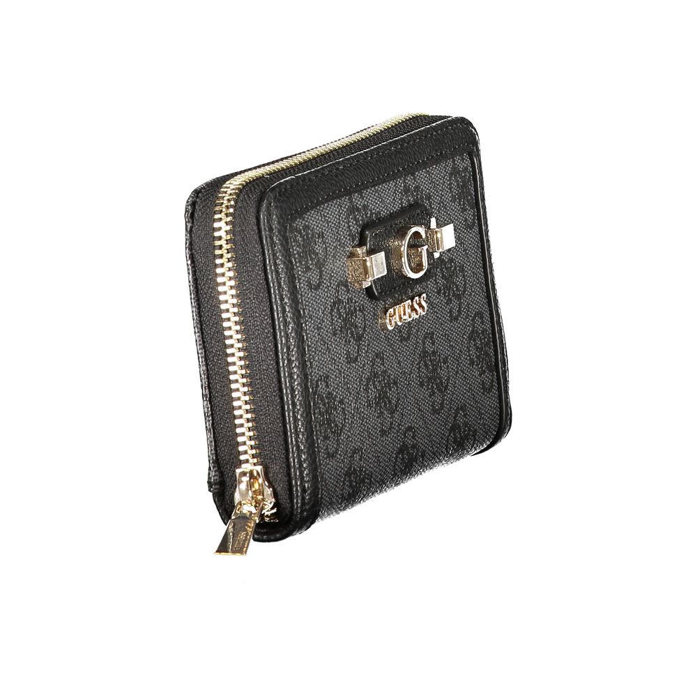 Cardholder Wallet by Guess Jeans for women in polyurethane black showcases a refined silhouette, artfully capturing the essence of the refined Lindsey Polyurethane Cardholder Wallet design with functional card-organization coin-purse.