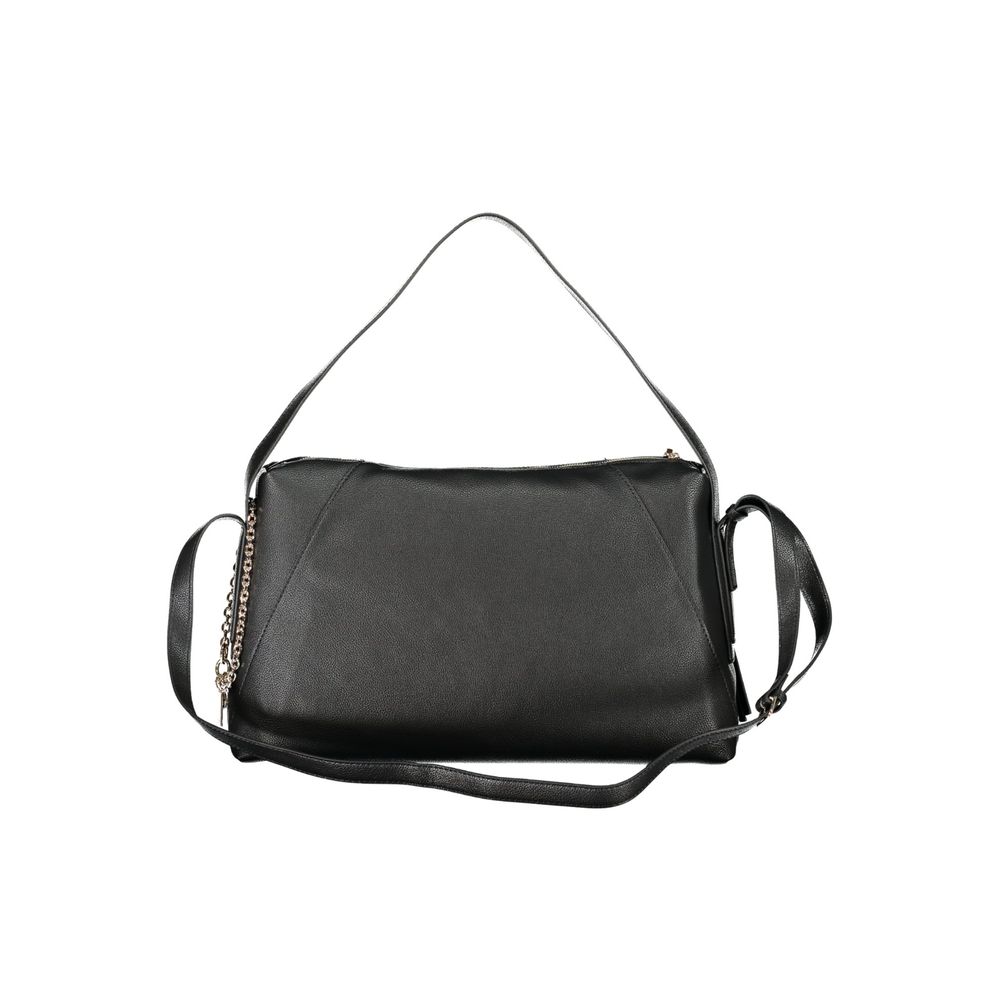 Shoulder Handbag by Guess Jeans for women in polyurethane black features a ornamental silhouette, showcasing a secure zipper, ample external-pockets & internal-pockets, and ornamental shoulder-strap, adjustable-strap & handle for a sophisticated look.