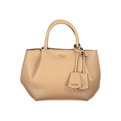 Handbag by Guess Jeans for women in polyurethane beige & signature features a exquisite silhouette, showcasing a secure snap & zipper and exquisite built-in-compartments with versatile shoulder-strap, adjustable-strap, detachable-strap & handle for a exquisite finish.