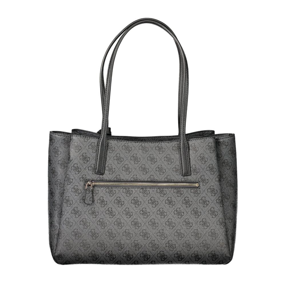 Handbag by Guess Jeans for women in polyurethane black features a signature silhouette, showcasing a secure and signature built-in-compartments & laptop-compartment with versatile handle for a sophisticated look.
