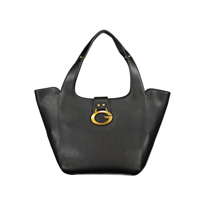 Handbag by Guess Jeans for women in polyurethane black features an refined silhouette, showcasing a secure snap & zipper, ample document-holder & internal-pockets, and versatile handle for a sophisticated refined aesthetic.