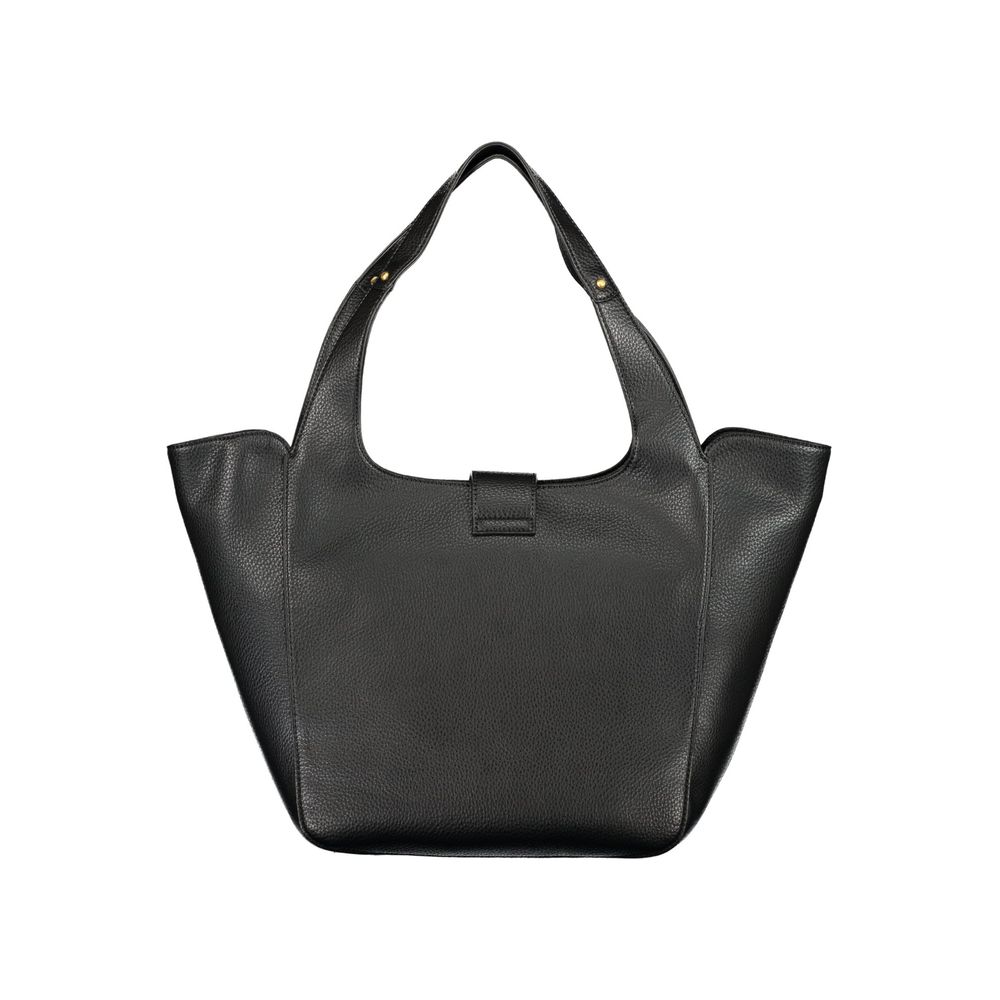 Handbag by Guess Jeans for women in polyurethane black features a signature silhouette, showcasing a secure snap & zipper and signature document-holder & internal-pockets with versatile handle for a sophisticated look.