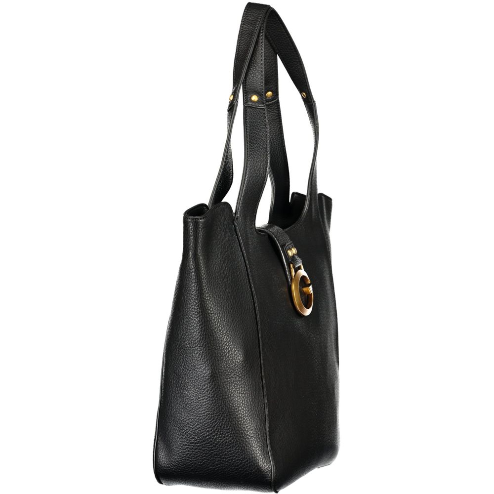 Handbag by Guess Jeans for women in polyurethane black features a exquisite silhouette, showcasing a secure snap & zipper and exquisite document-holder & internal-pockets with versatile handle for a exquisite finish.