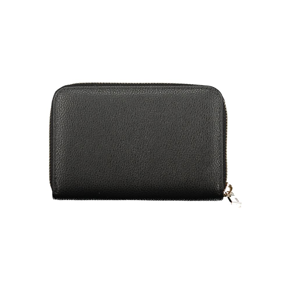 Cardholder Wallet by Guess Jeans for women in polyurethane black showcases a refined silhouette, artfully detailed with the signature style of the Laurel Polyurethane Cardholder Wallet and functional card-organization coin-purse.
