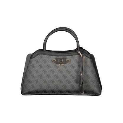 Handbag by Guess Jeans for women in polyethylene black presents a ornamental silhouette, showcasing a secure snap & zipper, ample built-in-compartments, document-holder, external-pockets & internal-pockets, and versatile shoulder-strap, handle & adjustable-strap for a ornamental finish.