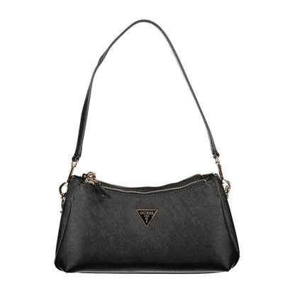 This Mini Crossbody Handbag by Guess Jeans for women in polyethylene and black presents a sculptural silhouette featuring a secure snap & zipper, ample built-in-compartments, external-pockets, internal-pockets & cardholder, and versatile crossbody-strap, shoulder-strap, adjustable-strap & handle for a sculptural finish.