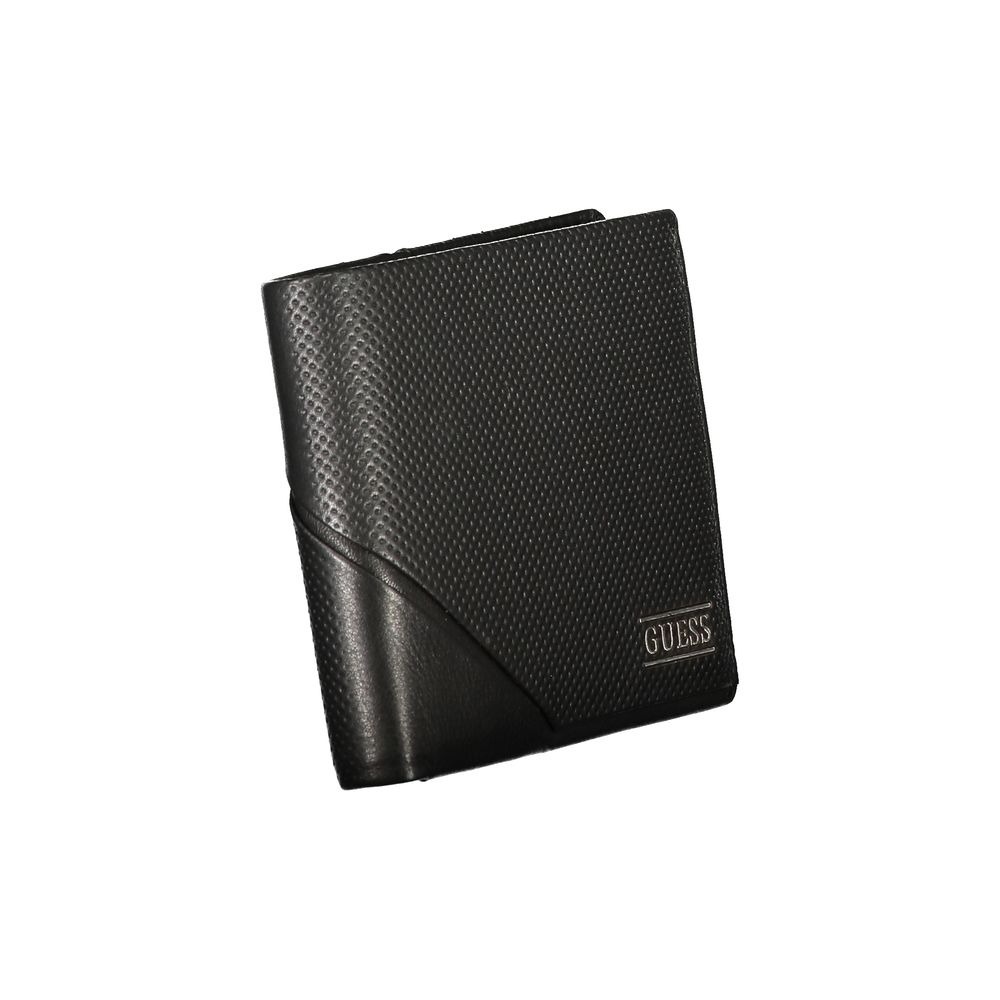Cardholder Wallet by Guess Jeans for men in leather black showcases a discerning silhouette, artfully capturing the essence of Leather Cardholder Wallet with its functional card-organization coin-purse.