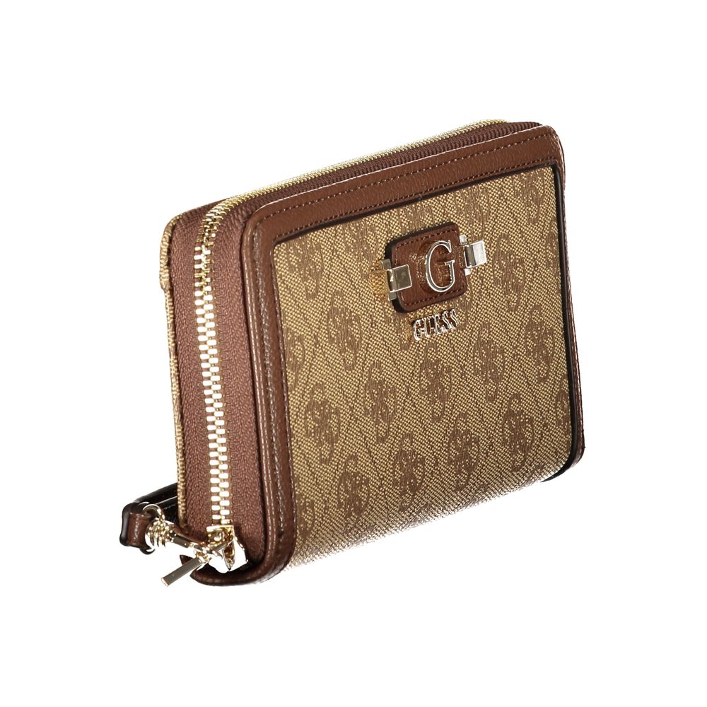 Cardholder Wallet by Guess Jeans for women in polyethylene leather beige presents a streamlined silhouette, showcasing the sophisticated design of the Lindsey Polyethylene Leather Cardholder Wallet collection with functional card-organization coin-purse.