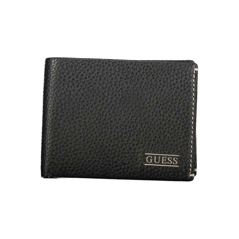 Cardholder Wallet by Guess Jeans for men in leather black showcases a discerning silhouette, artfully capturing the essence of Leather Cardholder Wallet with its functional card-organization coin-purse.