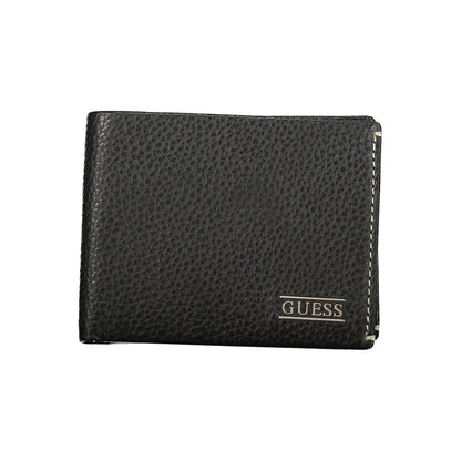 Cardholder Wallet by Guess Jeans for men in leather black showcases a discerning silhouette, artfully capturing the essence of Leather Cardholder Wallet with its functional card-organization coin-purse.