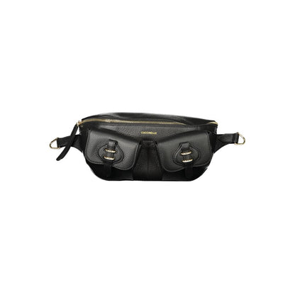 Fanny Pack Handbag by Coccinelle for women in leather black & signature features a refined silhouette, showcasing a secure zipper, organized external-pockets & internal-pockets, and versatile adjustable-strap & belt-strap for a refined finish.