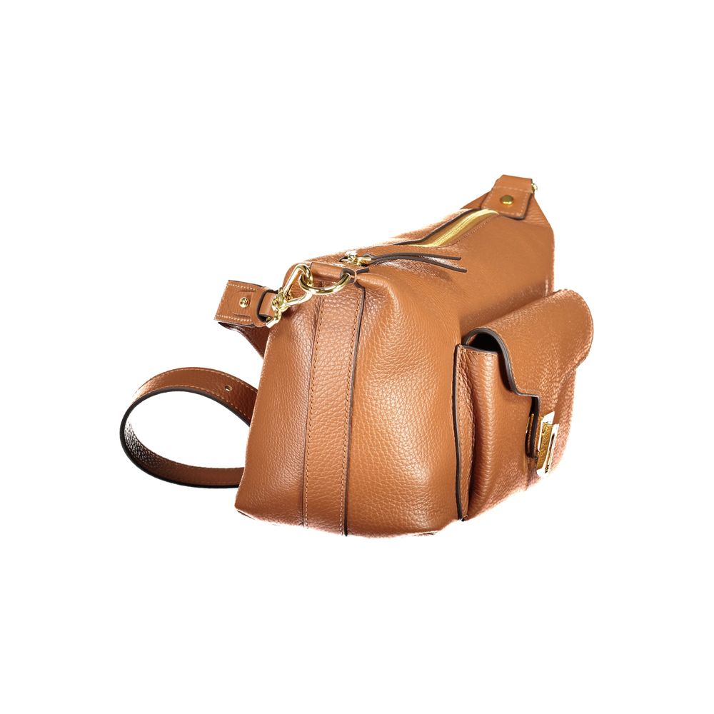 Handbag by Coccinelle for women in leather brown & signature features a refined silhouette, showcasing a secure zipper, organized external-pockets & internal-pockets, and versatile shoulder-strap & adjustable-strap for a refined finish.