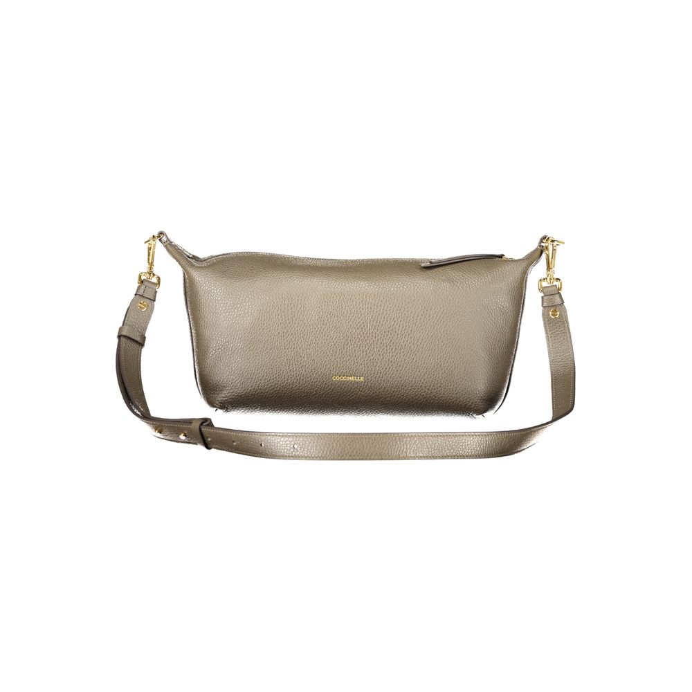 This Handbag by Coccinelle for women in leather and brown & signature presents a sculptural silhouette featuring a secure zipper, ample external-pockets & internal-pockets, and versatile shoulder-strap & adjustable-strap for a sculptural finish.