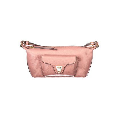 Handbag by Coccinelle for women in leather pink & signature features an refined silhouette, showcasing a secure zipper, ample external-pockets, and versatile shoulder-strap & adjustable-strap for a sophisticated refined aesthetic.