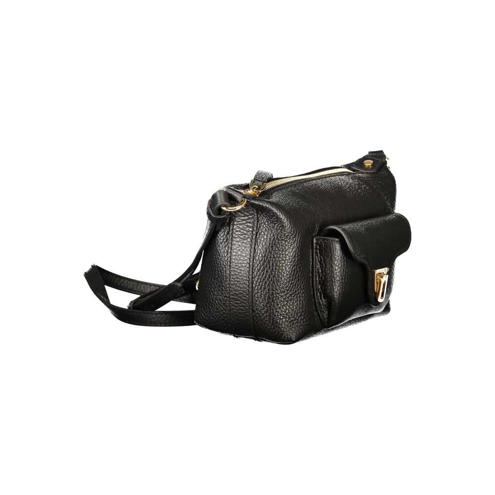 Handbag by Coccinelle for women in leather black features an refined silhouette, showcasing a secure zipper, ample external-pockets, and versatile shoulder-strap & adjustable-strap for a sophisticated refined aesthetic.