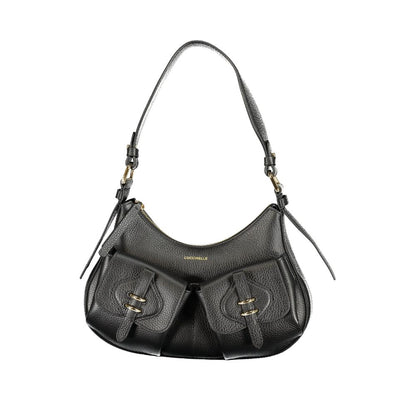 Handbag by Coccinelle for women in leather black & print features an refined silhouette, showcasing a secure zipper & magnetic, ample external-pockets & internal-pockets, and versatile handle for a sophisticated refined aesthetic.