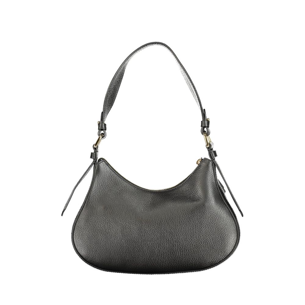 Handbag by Coccinelle for women in leather black & print features a signature silhouette, showcasing a secure zipper & magnetic and signature external-pockets & internal-pockets with versatile handle for a sophisticated look.