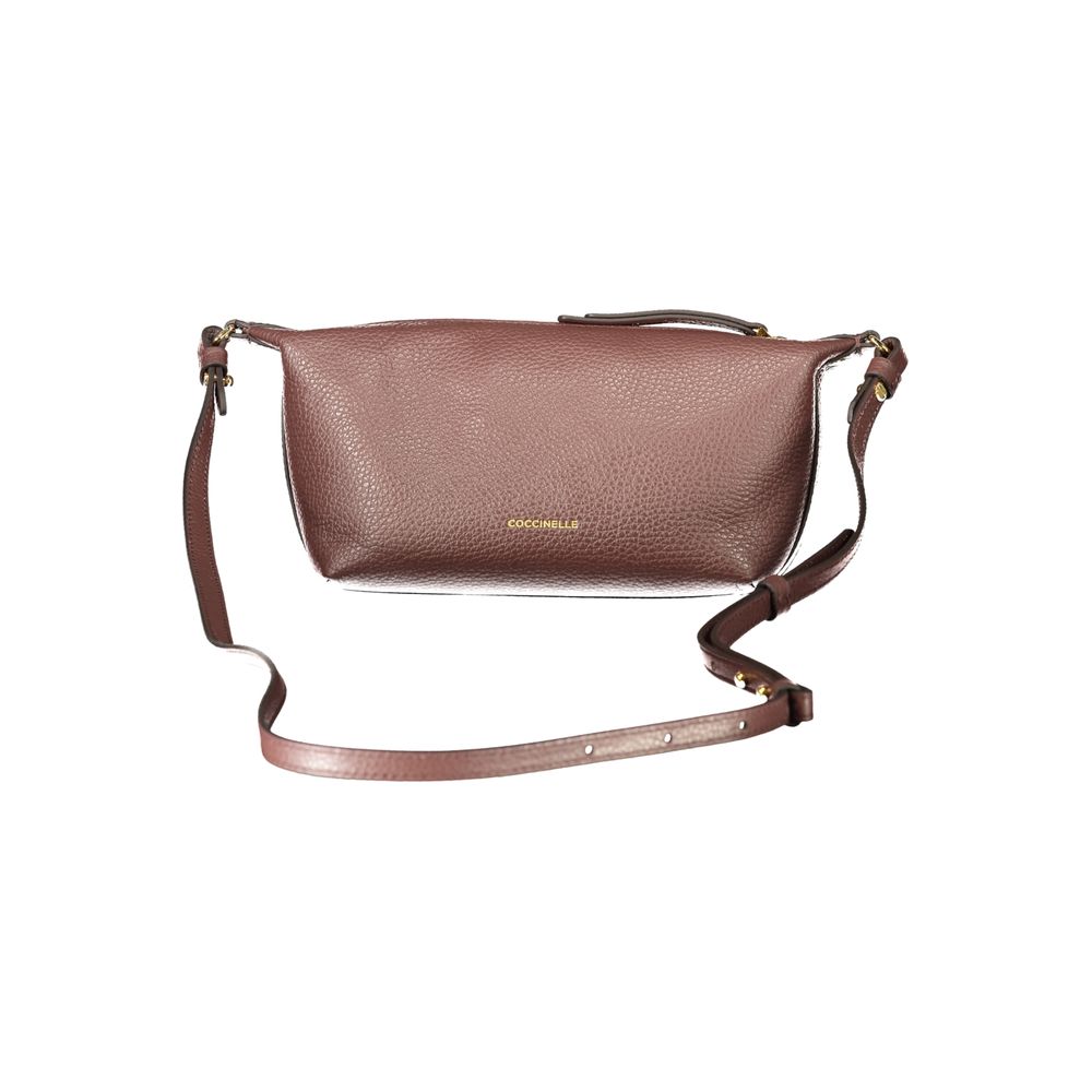 Handbag by Coccinelle for women in leather brown & signature features a signature silhouette, showcasing a secure zipper and signature external-pockets with versatile shoulder-strap & adjustable-strap for a sophisticated look.