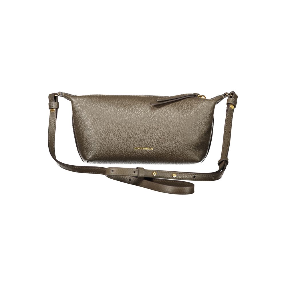This Handbag by Coccinelle for women in leather and brown & signature presents a sculptural silhouette featuring a secure zipper, ample external-pockets, and versatile shoulder-strap & adjustable-strap for a sculptural finish.