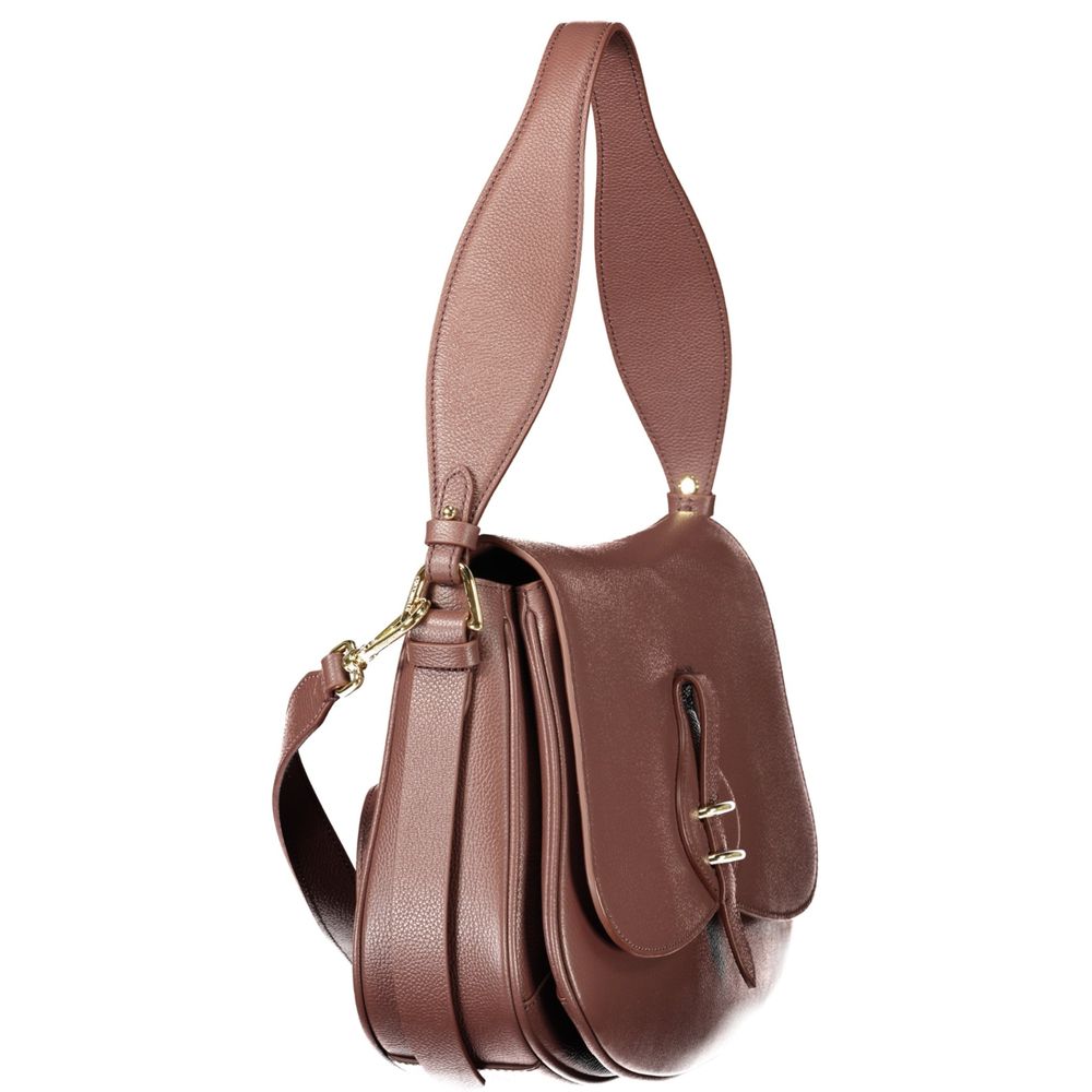 Handbag by Coccinelle for women in leather brown & signature features an refined silhouette, showcasing a secure snap & magnetic, ample built-in-compartments, external-pockets & internal-pockets, and versatile shoulder-strap, adjustable-strap, detachable-strap & handle for a sophisticated refined aesthetic.