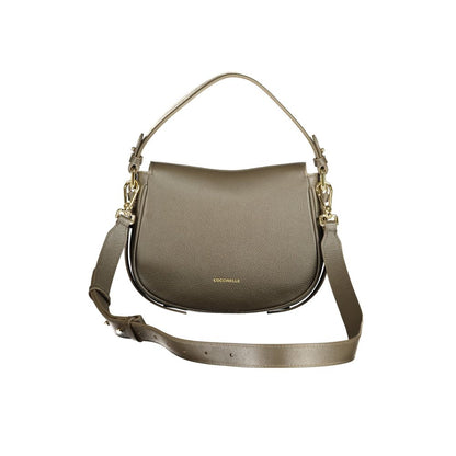 Handbag by Coccinelle for women in leather brown & signature features a signature silhouette, showcasing a secure magnetic and signature built-in-compartments with versatile shoulder-strap, adjustable-strap & handle for a sophisticated look.