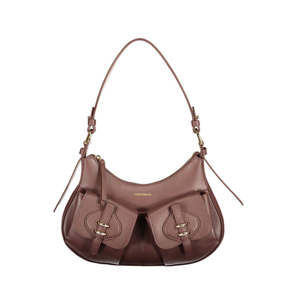 Shoulder Handbag by Coccinelle for women in leather brown & print features an refined silhouette, showcasing a secure zipper & magnetic, ample built-in-compartments, external-pockets & internal-pockets, and versatile shoulder-strap & handle for a sophisticated refined aesthetic.