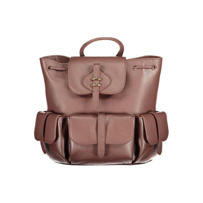 Drawstring Backpack by Coccinelle for women in leather brown features a refined silhouette, showcasing the Mavery Leather Drawstring Backpack design with a secure drawstring & magnetic, ample external-pockets & internal-pockets, and versatile handle, backpack-strap & adjustable-strap.
