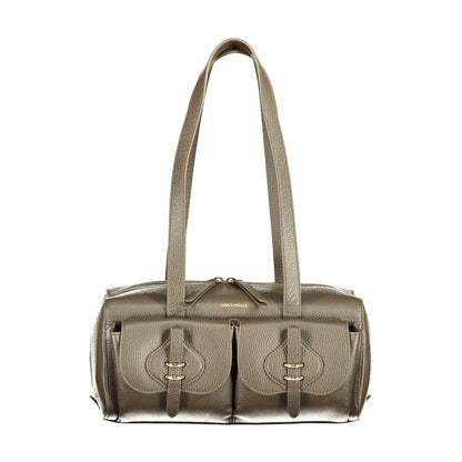 Handbag by Coccinelle for women in leather brown, signature & print features a refined silhouette, showcasing a secure zipper & magnetic, organized external-pockets & internal-pockets, and versatile handle for a refined finish.