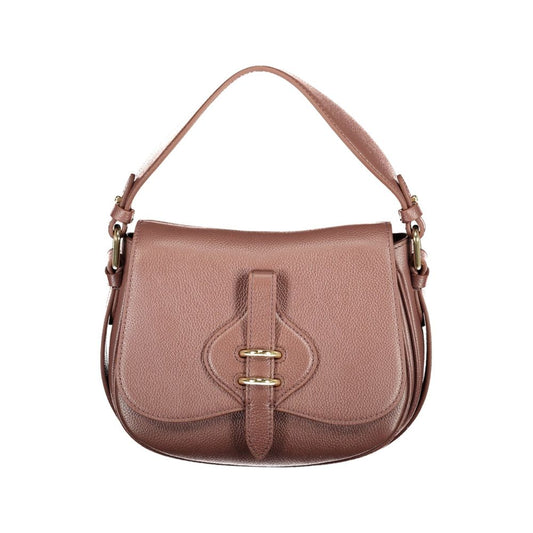 This Handbag by Coccinelle for women in leather and brown presents a sculptural silhouette featuring a secure magnetic, ample built-in-compartments, and versatile shoulder-strap, handle & adjustable-strap for a sculptural finish.