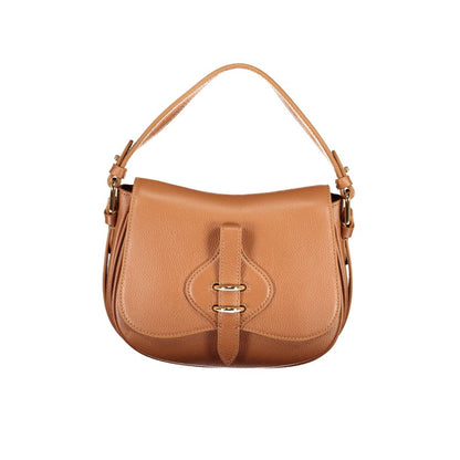 Handbag by Coccinelle for women in leather brown features a ornamental silhouette, showcasing a secure magnetic, ample built-in-compartments, and ornamental shoulder-strap, handle, adjustable-strap & detachable-strap for a sophisticated look.