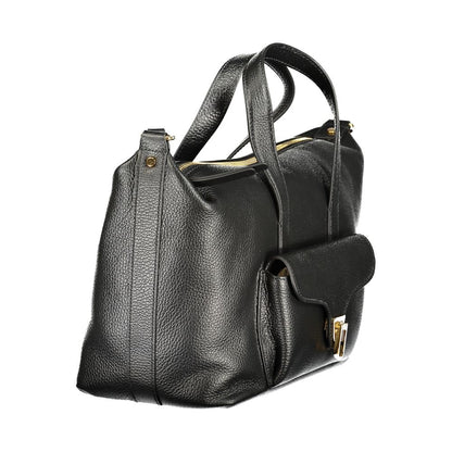 Handbag by Coccinelle for women in leather black, signature-print & print features a refined silhouette, showcasing a secure zipper, organized document-holder, external-pockets & internal-pockets, and versatile shoulder-strap, handle & adjustable-strap for a refined finish.
