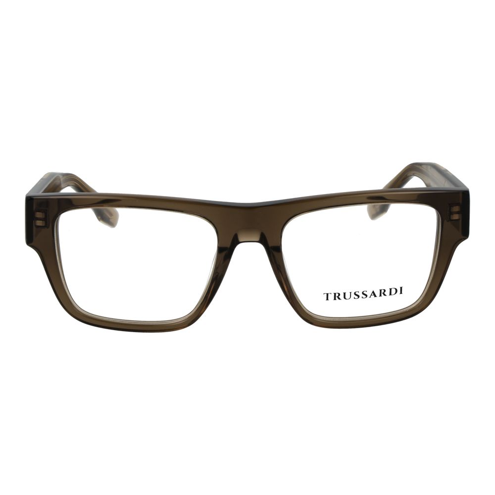Eyeglasses Frames by Trussardi for unisex in acetate green features an refined silhouette, showcasing the refined olive coloured frame and sophisticated full-frame frame design.