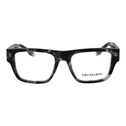 Eyeglasses Frames by Trussardi for unisex in acetate gray features an refined silhouette, showcasing a sophisticated gray coloured frame and refined full-frame frame design for a refined look.