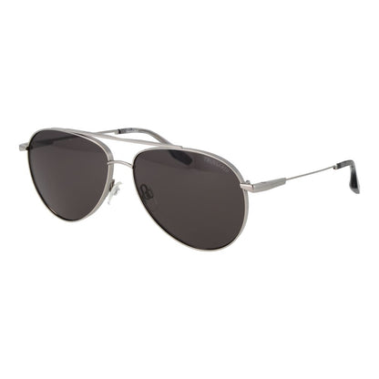 Sunglasses by Trussardi for men in stainless steel silver showcases a ethereal silhouette, featuring silver coloured frame aviator full-rim frame design with non-polarized category-3-dark-tint lens for a ethereal finish.