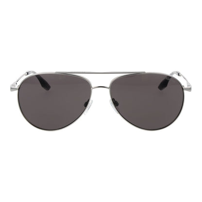 Sunglasses by Trussardi for men in stainless steel and silver presents a sumptuous silhouette, featuring silver coloured frame and aviator full-rim frame design with non-polarized category-3-dark-tint lens for a sumptuous look.