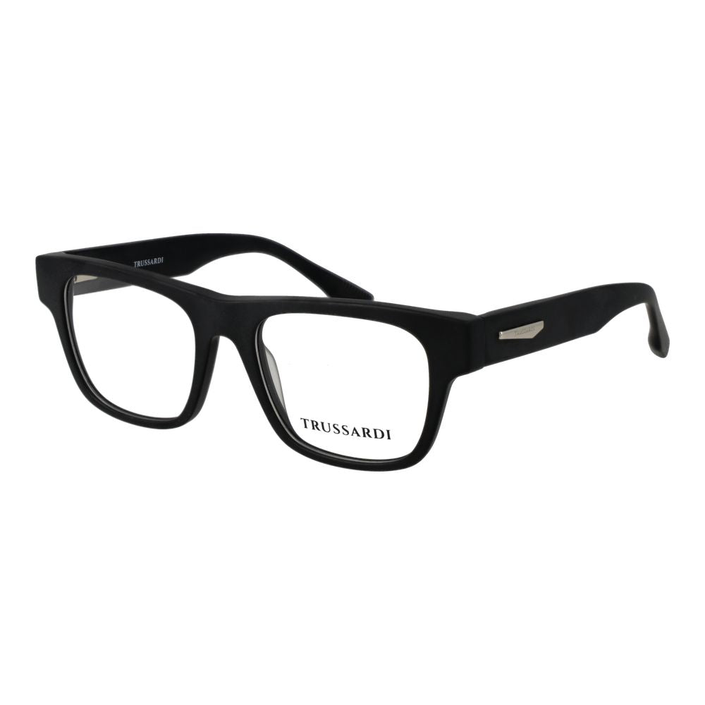 Eyeglasses Frames by Trussardi for men in acetate and black showcases a refined silhouette, detailed with a black coloured frame finish and a sophisticated full-frame frame design.
