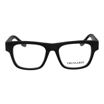 Eyeglasses Frames by Trussardi for men in acetate black features a refined silhouette, showcasing a refined black coloured frame and full-frame frame design for a sophisticated, premium look.